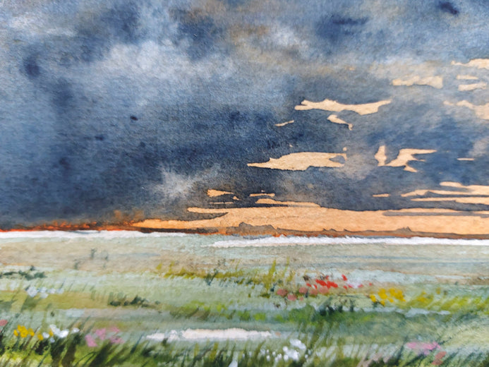 Distant Storm Cloud. by Erika Kocsi |   Closeup View of Artwork 