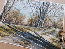 Original art for sale at UGallery.com | February Sunshine. by Erika Kocsi | $1,200 | watercolor painting | 20' h x 25' w | thumbnail 3