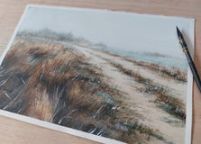 Original art for sale at UGallery.com | Foggy October. by Erika Kocsi | $500 | watercolor painting | 7' h x 11' w | thumbnail 4