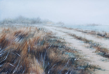 watercolor painting by Erika Fabókné Kocsi titled Foggy October.
