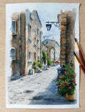 Original art for sale at UGallery.com | Italian Atmosphere. by Erika Kocsi | $800 | watercolor painting | 14' h x 10' w | thumbnail 2