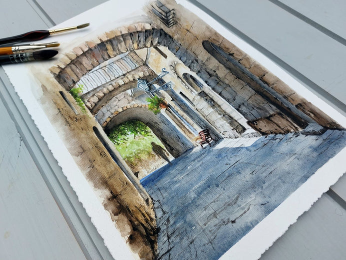 On the Streets of Orvieto. by Erika Kocsi |   Closeup View of Artwork 