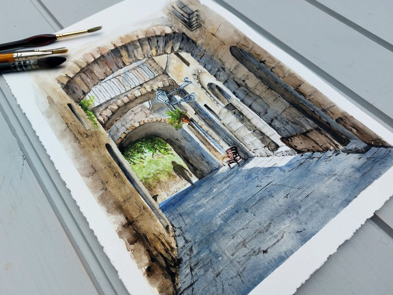 On the Streets of Orvieto. by Erika Kocsi |  Closeup View of Artwork 