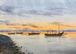 Original art for sale at UGallery.com | Sunset on the Island of Bali. by Erika Kocsi | $1,200 | watercolor painting | 22' h x 30' w | thumbnail 1