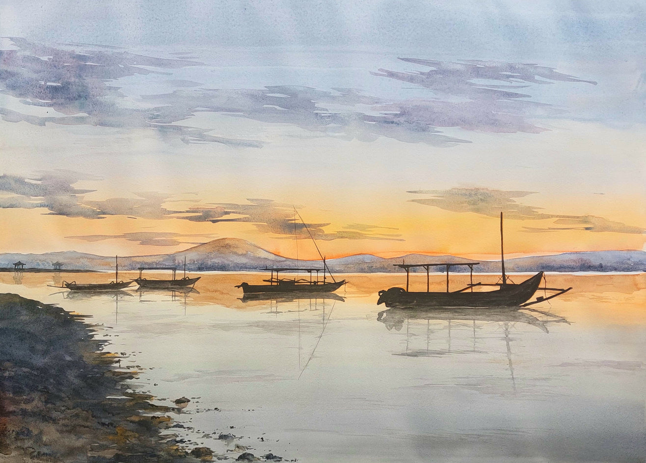 Sunset on the Island of Bali. by Erika Kocsi |  Artwork Main Image 