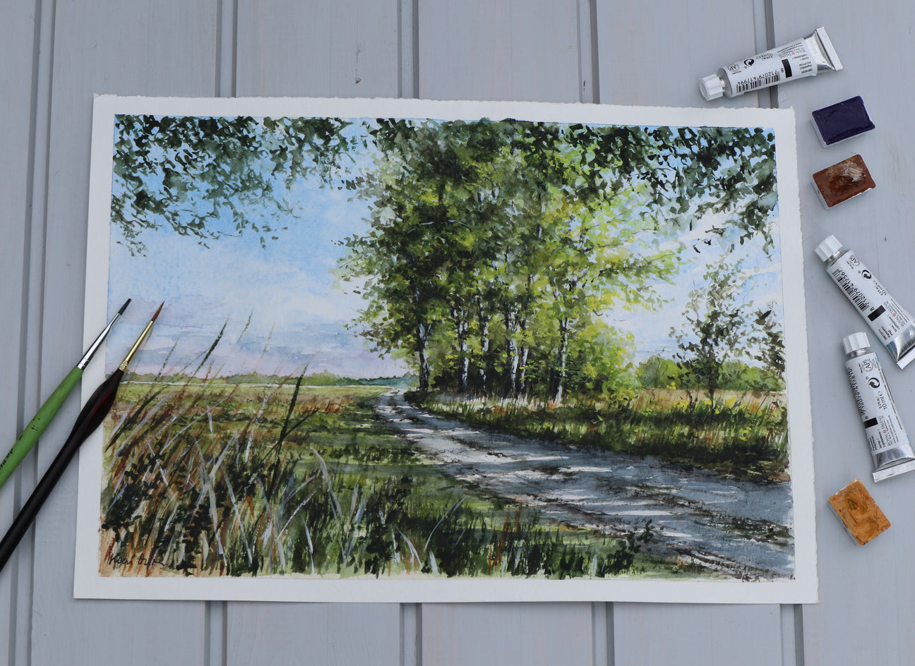 The Shadow of the Trees by Erika Kocsi |  Closeup View of Artwork 