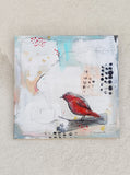 Original art for sale at UGallery.com | Little Red Bird N1 by Evgenia Smirnova | $550 | mixed media artwork | 11.8' h x 11.8' w | thumbnail 3