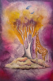 Original art for sale at UGallery.com | Giraffe and the Golden Tree by Evgenia Smirnova | $700 | mixed media artwork | 23' h x 15' w | thumbnail 1