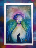 Original art for sale at UGallery.com | Night Knows the Way by Evgenia Smirnova | $700 | mixed media artwork | 23' h x 15' w | thumbnail 3