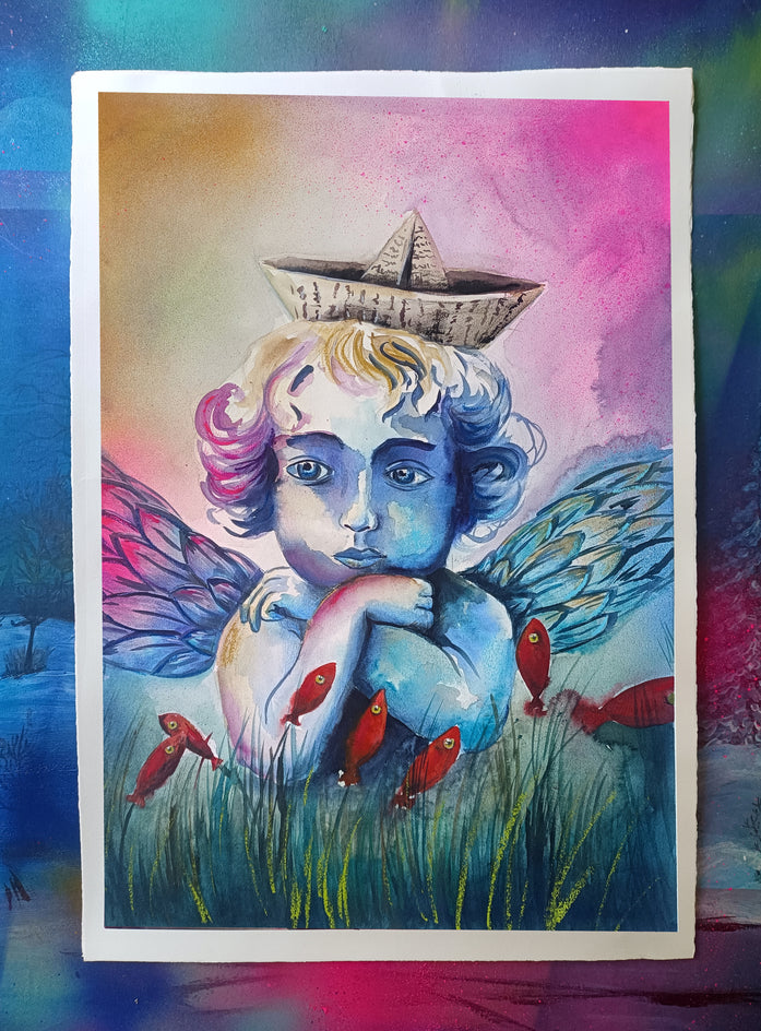 Paper Boat Dreams by Evgenia Smirnova |  Context View of Artwork 