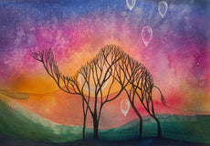 Original art for sale at UGallery.com | Silent Horizon by Evgenia Smirnova | $700 | mixed media artwork | 15' h x 23' w | thumbnail 1