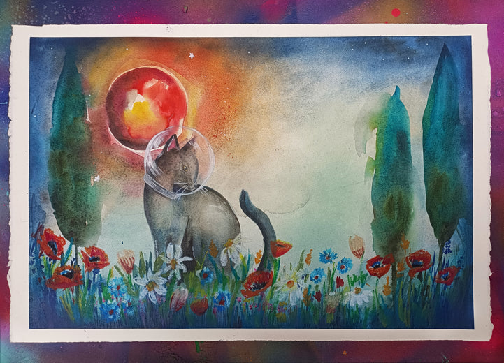 The Dreamer Under the Red Moon by Evgenia Smirnova |  Context View of Artwork 