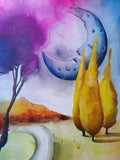 Original art for sale at UGallery.com | The Sleeping Moon by Evgenia Smirnova | $700 | mixed media artwork | 23' h x 15' w | thumbnail 4
