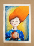 Original art for sale at UGallery.com | The Girl and the Sphere by Evgenia Smirnova | $550 | pastel artwork | 16.5' h x 11.7' w | thumbnail 3