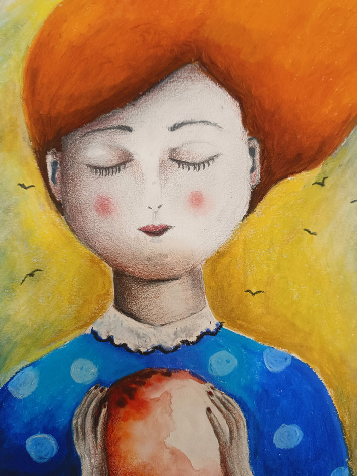 The Girl and the Sphere by Evgenia Smirnova |  Closeup View of Artwork 