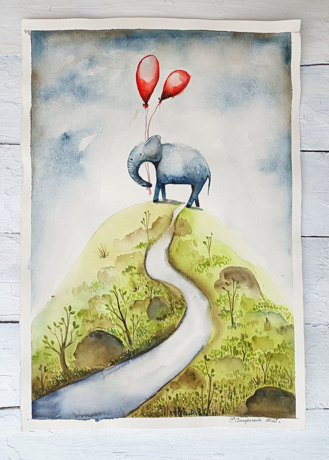 Elephant on the Hill by Evgenia Smirnova |  Context View of Artwork 
