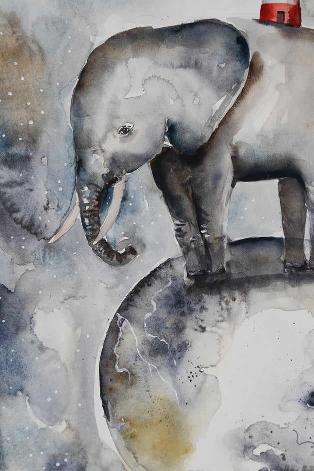 Elephant on the Moon by Evgenia Smirnova |  Closeup View of Artwork 