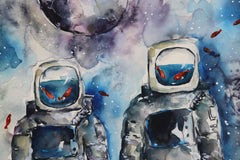 Original art for sale at UGallery.com | In Love by Evgenia Smirnova | $650 | watercolor painting | 23' h x 15' w | thumbnail 4