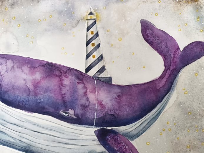 Purple Whale by Evgenia Smirnova |   Closeup View of Artwork 