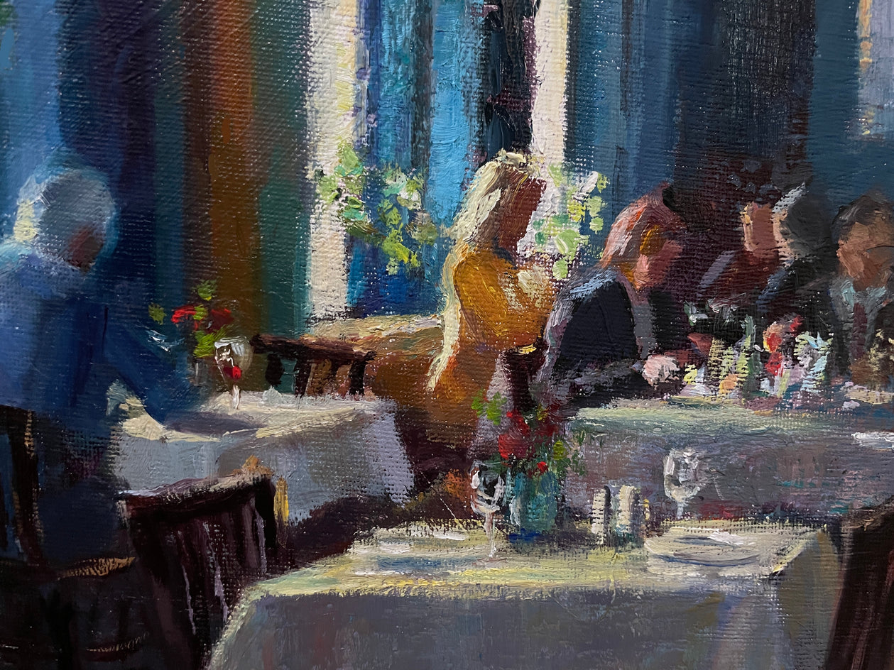 A Table by the Window by Faye Vander Veer |  Closeup View of Artwork 