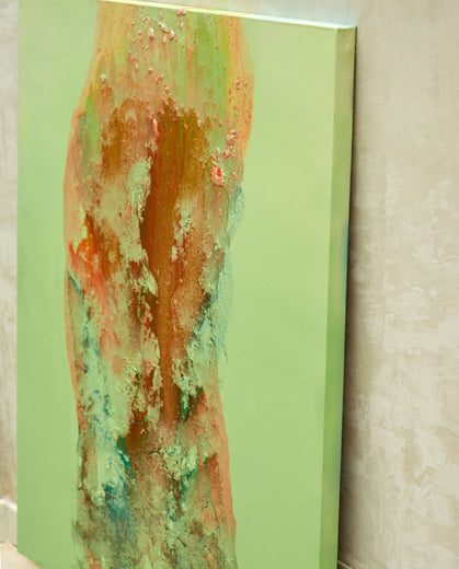Absttacción en Verde by Fernando Bosch |  Side View of Artwork 