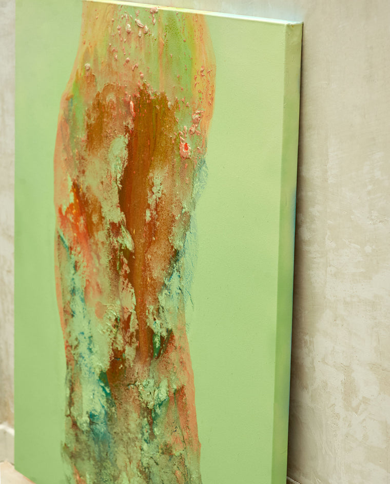 Absttacción en Verde by Fernando Bosch |  Side View of Artwork 