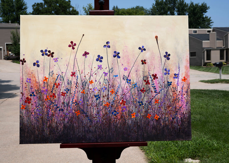 Purple Daisies by Fernando Garcia |  Side View of Artwork 