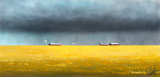 Original art for sale at UGallery.com | Rain on the Farm by Fernando Garcia | $3,250 | acrylic painting | 24' h x 48' w | thumbnail 1
