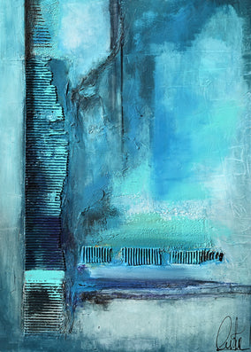 Original art for sale at UGallery.com | Broken Turquoise by Fernando Garcia | $2,525 | mixed media artwork | 40' h x 30' w
