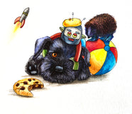 Original art for sale at UGallery.com | Cookie by Diane Flick | $175 | mixed media artwork | 5' h x 5.87' w | thumbnail 1