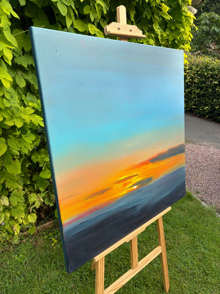 Blue Dusk by Francesca Currie |  Side View of Artwork 
