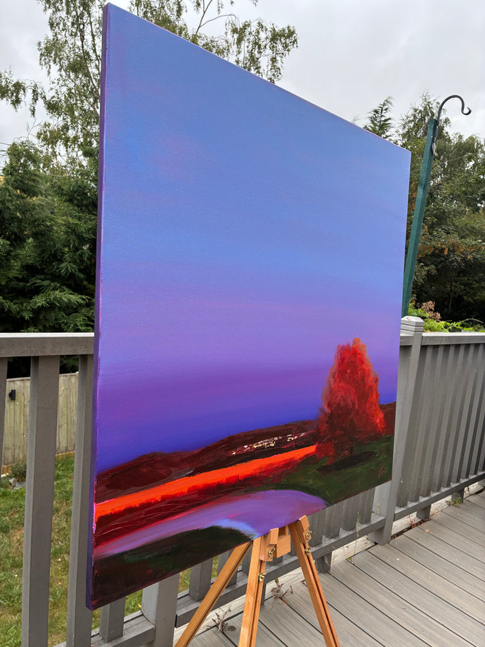 Violet Field by Francesca Currie |  Side View of Artwork 