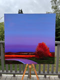 Original art for sale at UGallery.com | Violet Field by Francesca Currie | $3,050 | oil painting | 40' h x 40' w | thumbnail 3
