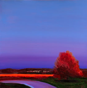 oil painting by Francesca Currie titled Violet Field