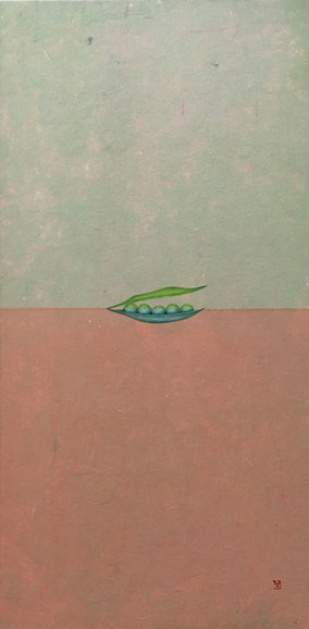 Original art for sale at UGallery.com | Green Peas by Heejin Sutton | $625 | mixed media artwork | 15' h x 7.5' w