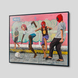 Original art for sale at UGallery.com | Kids in the Street by Jay Jones (aka FunnyTummy) | $10,775 | oil painting | 47.24' h x 59.06' w | thumbnail 2