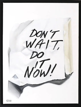 Original art for sale at UGallery.com | Don’t Wait Do It Now by Jay Jones (aka FunnyTummy) | $2,350 | oil painting | 19.29' h x 25.2' w