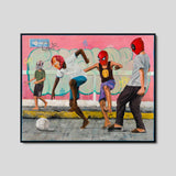 Original art for sale at UGallery.com | Kids in the Street by Jay Jones (aka FunnyTummy) | $10,775 | oil painting | 47.24' h x 59.06' w | thumbnail 3