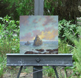 Original art for sale at UGallery.com | Sunset Sail by Gail Greene | $500 | oil painting | 16' h x 16' w | thumbnail 3