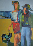Original art for sale at UGallery.com | Dog Family by Gail Ragains | $3,950 | acrylic painting | 48' h x 36' w | thumbnail 1