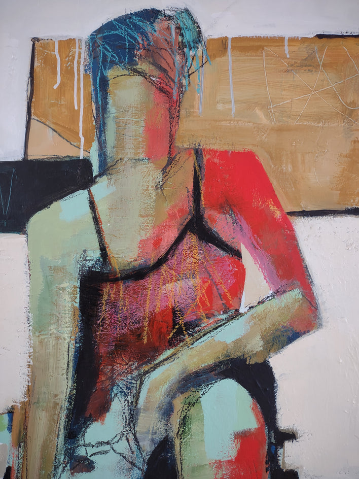 Figure in Landscape by Gail Ragains |  Closeup View of Artwork 