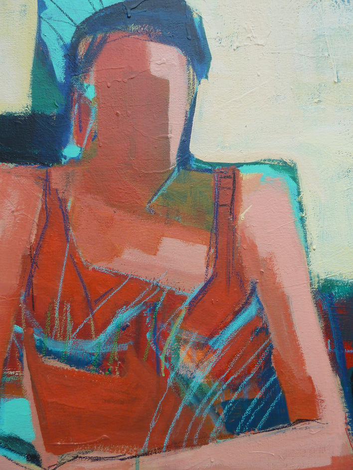 Red Dress by Gail Ragains |  Closeup View of Artwork 