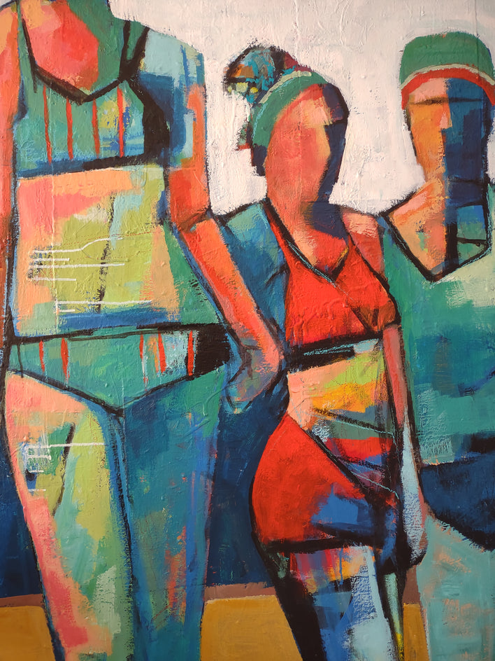 Swim Friends by Gail Ragains |  Closeup View of Artwork 