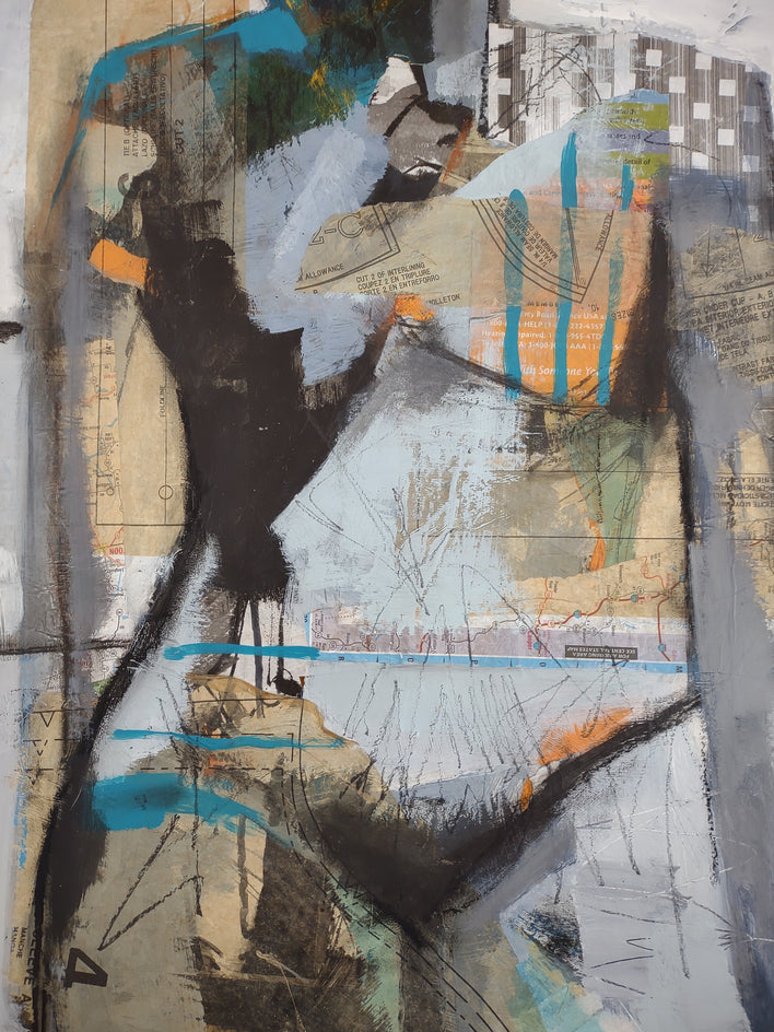 Abstract Collage Figure #1 by Gail Ragains |  Closeup View of Artwork 