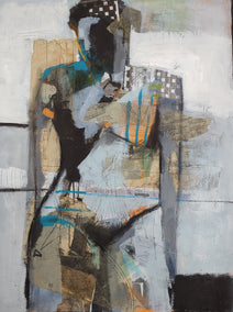 mixed media artwork by Gail Ragains titled Abstract Collage Figure #1