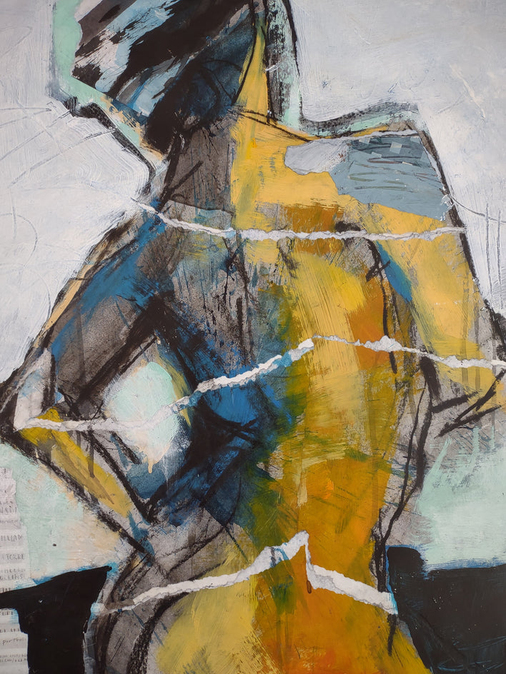 Abstract Collage Figure #2 by Gail Ragains |  Closeup View of Artwork 