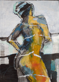mixed media artwork by Gail Ragains titled Abstract Collage Figure #2