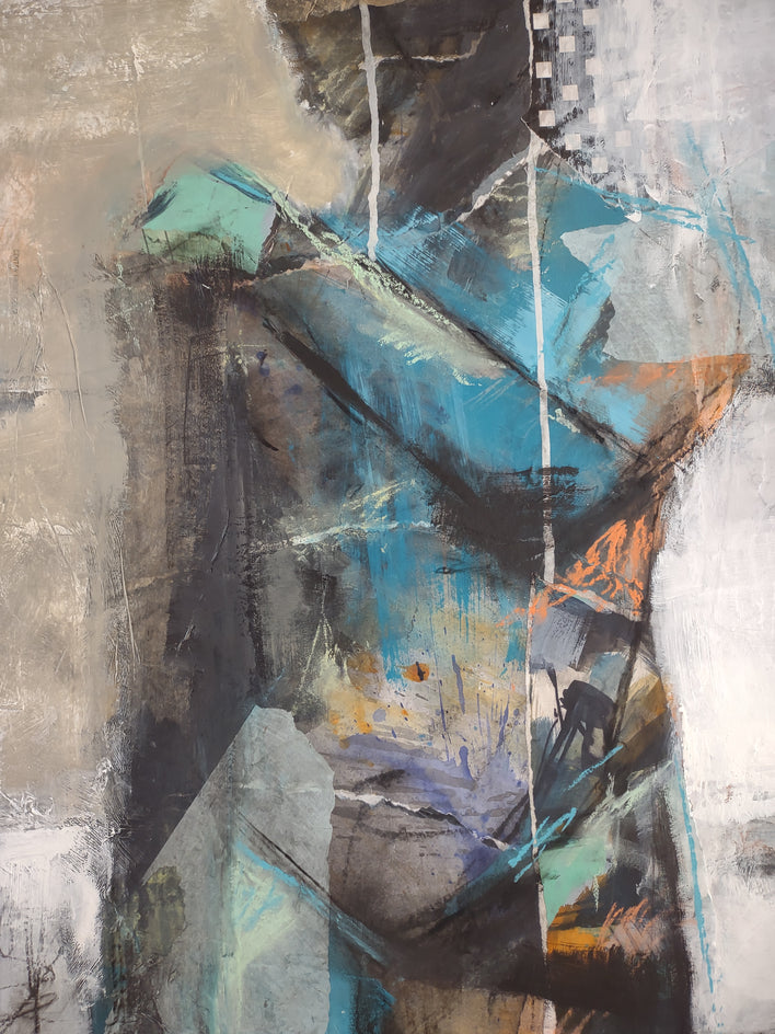 Abstract Collage Figure #4 by Gail Ragains |  Closeup View of Artwork 