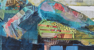 Original art for sale at UGallery.com | Reclining Figure in Blues by Gail Ragains | $1,825 | mixed media artwork | 24' h x 48' w | thumbnail 4