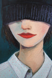 Original art for sale at UGallery.com | First Button by Galya Popova | $1,575 | oil painting | 19.6' h x 15.7' w | thumbnail 4